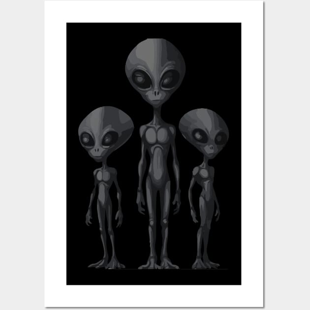 extraterrestrial bodies. Alien invasion. black and white. uap Wall Art by Ideas Design